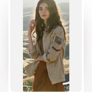 NWOT Free People Embellished Military Shirt Jacket M